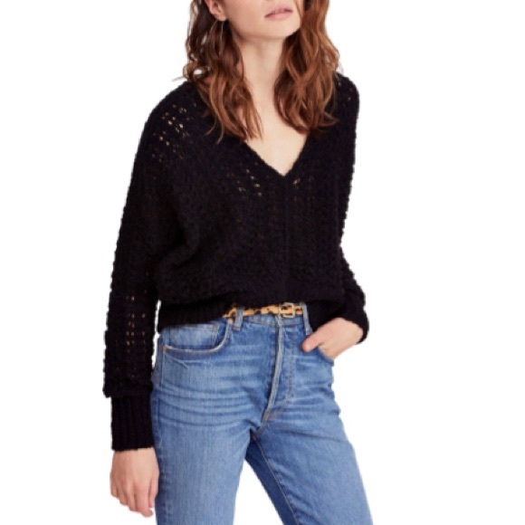 Free People Sweaters - FREE PEOPLE Best Of You Crochet Sweater NWT XS Blk
